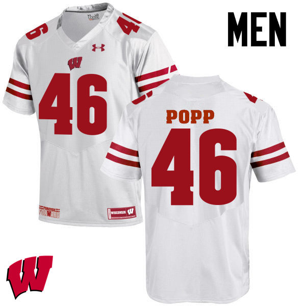 Wisconsin Badgers Men's #46 Jack Popp NCAA Under Armour Authentic White College Stitched Football Jersey RU40Q51CV